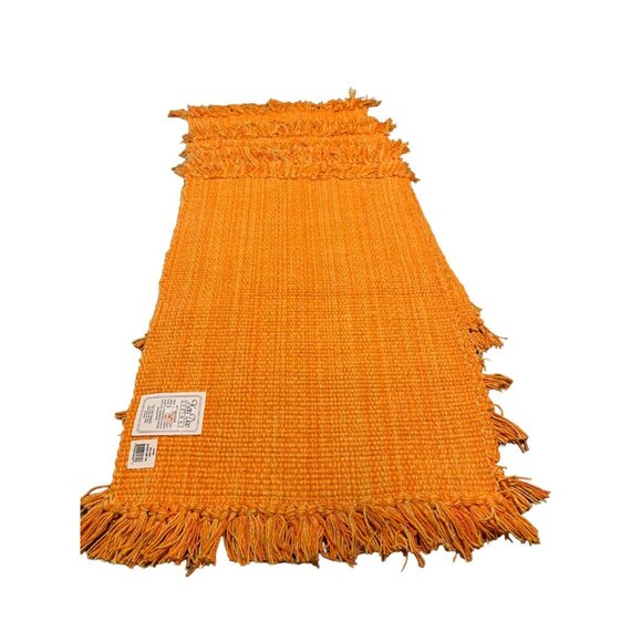 Vintage 100% COTTON WOVEN ORANGE FRINGE PLACEMAT Set of 6 NWT KAY DEE DESIGNS - Picture 7 of 10